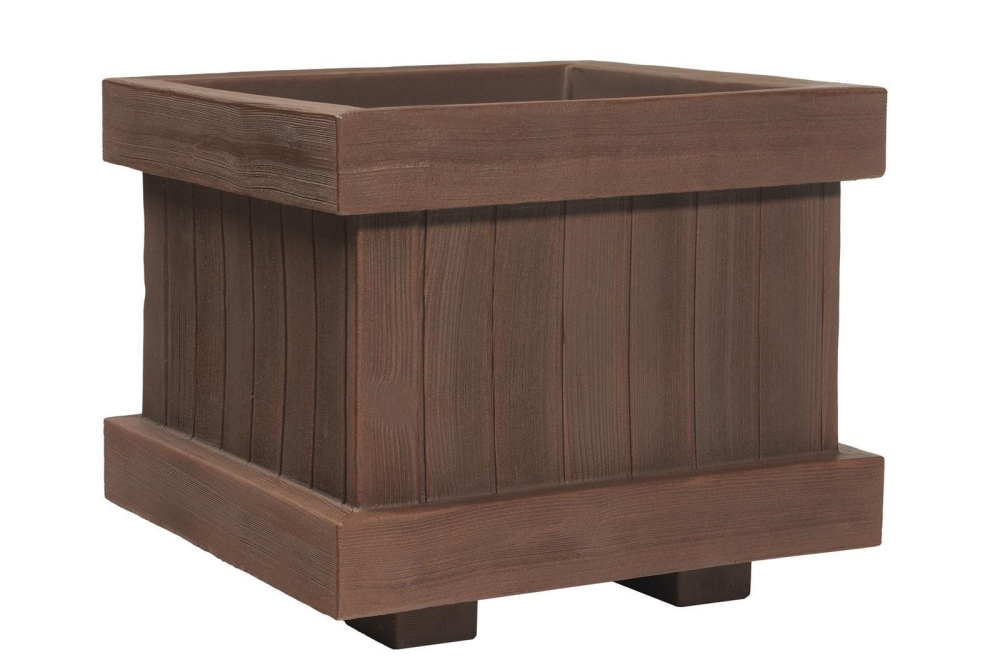 Pflanzkübel Aus Kunststoff Mit Rattan-Optik – Braun, Quadratisch