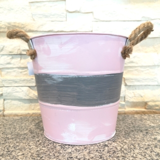 Zinktopf rosa/grau/weiß Waschung Ø 20cm
